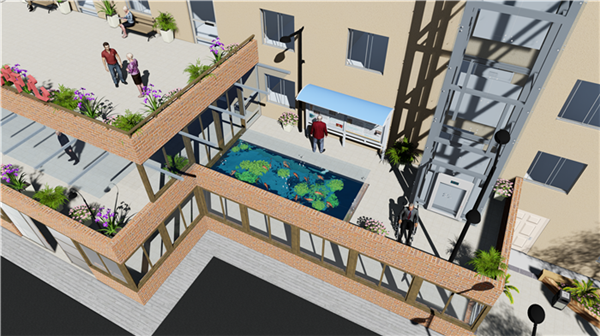 建設路站點-一樓頂面透明魚池